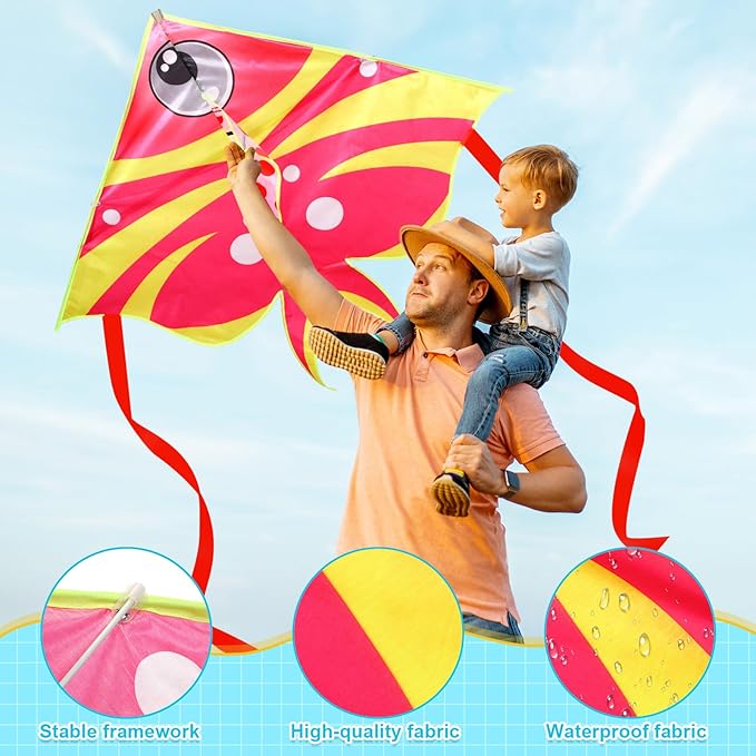8 Pack Kites for Kids Butterfly Fish Eagle Pattern with 8 Pcs 109 Yard Kite String Large Easy to Fly for Children Adults Spring Outdoor Beach Games