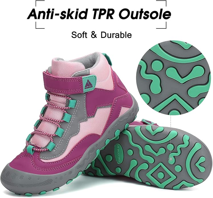 Mishansha Kids Hiking Boots Toddler Girls Boys Hiking Shoes Water-Resistant Anti-Collision Non-Slip Athletic Outdoor Trekking Boots