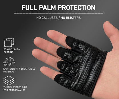 FITNESS FORCE Workout Gloves for Men & Women Partial Weight Lifting Non-Slip Gym Gloves, Lifting