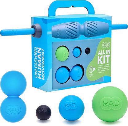 RAD All-in Kit ??Foam Roller Set for Whole Body Massage & Myofascial Release ??7-in-1 Kit with Roller Stick, Yoga Block, Massage Balls ??Muscle Recovery Tools for Mobility & Flexibility