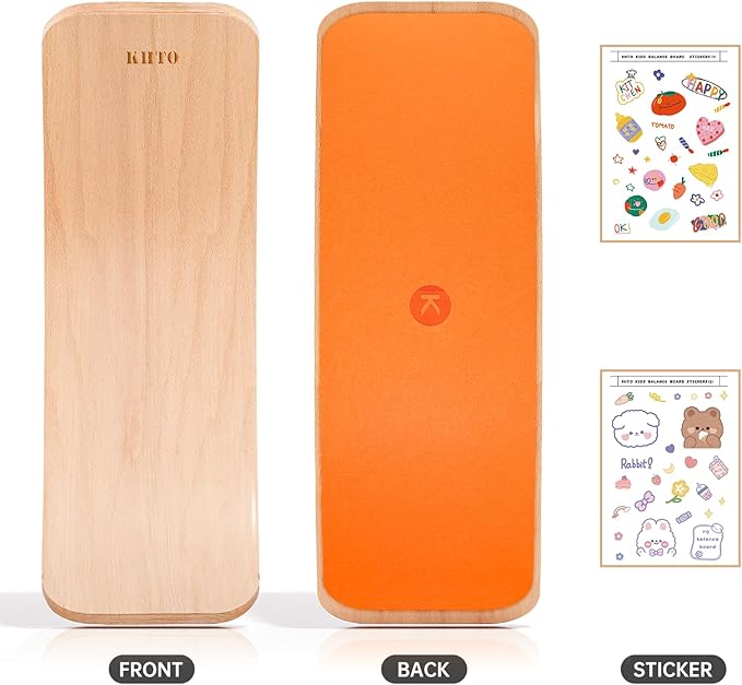 KHTO Balance Board for Kids & Adults - Super Fun Wobble Board for Toddlers, Teens & Parents! 10-Layer Beech Wood, Non-Slip Felt, 680 lbs Limit - Includes 20 Training Moves Guide for Core Strength & Family Fun!
