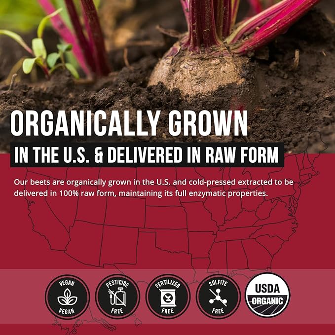 BioBeet® Max Strength Beet Root Juice Powder ??20:1 Concentrate, Each Serving Derived from 60,000 mg Organic Beetroot - Cold-Pressed, USA Grown ??Nitric Oxide, Circulation Support ??50 Servings