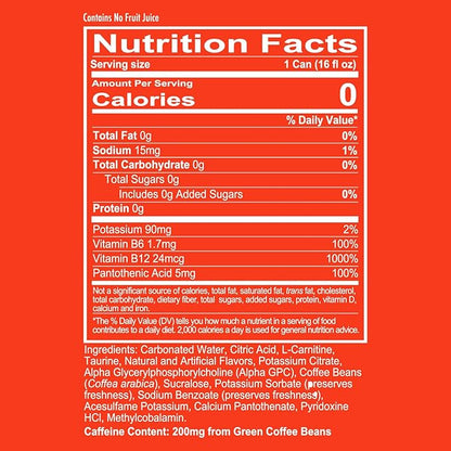REDCON1 Energy High Performance Drink, Sour Peach Rings - Zero Sugar Energy Drink with Alpha GPC Nootropic - 200mg Natural Caffeine from Green Coffee Beans - Vitamin B6, B12 & B5 to Boost Mood (12 ct)