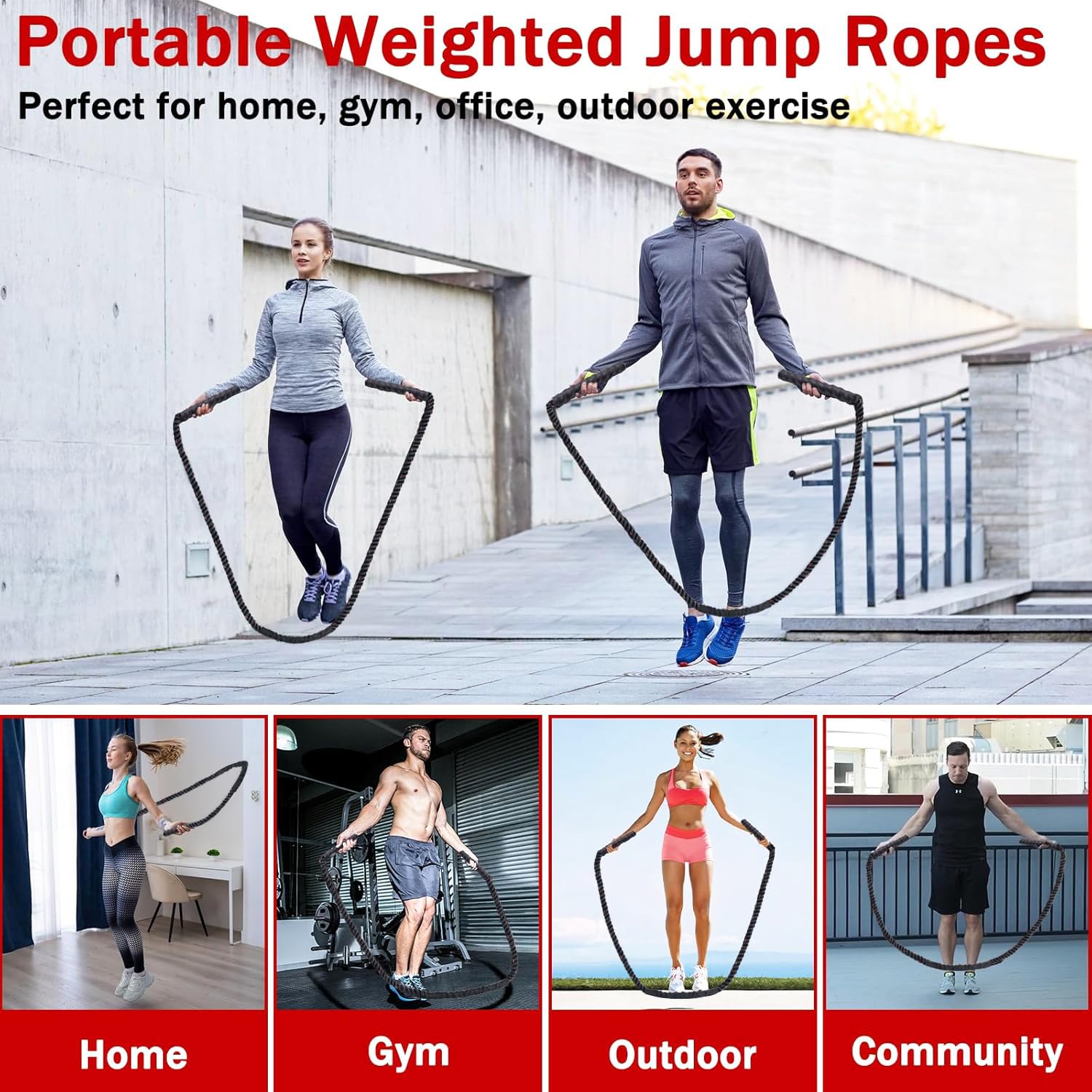 Weighted Jump Rope for Men Women, 1.5lb Heavy Jumping Ropes for Fitness