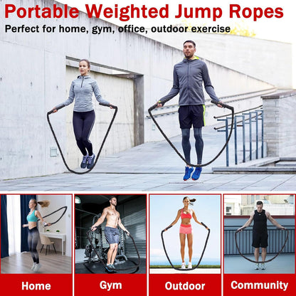 Weighted Jump Rope for Men Women, 1.5lb Heavy Jumping Ropes for Fitness