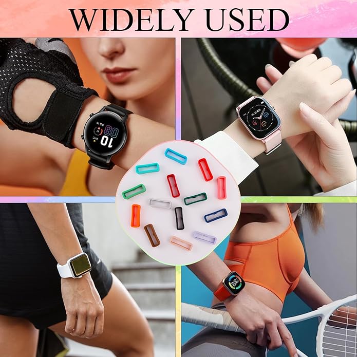 15-Pack Silicone Fastener Rings Holder, Secure Loop Clip for Watch Strap Compatible with Magic Band+ MagicBand 2.0 and All Magic Bands, Multi-Color Anti-Slip Security Accessories for Magic Band Protectors
