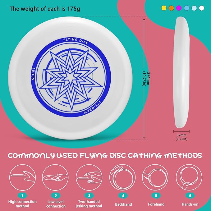 Outdoor Flying Disc 175g,Adult Sport Disc Set for Competitive and Pro Players,Flying Disc Set Includes 1 Glow in The Dark Flying Disc for Beach Pool Game, Camping and Backyard