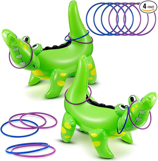 Civaner Alligator Inflatable Ring Toss Crocodile Game, Each Include 22" Inflatable Alligator Blow