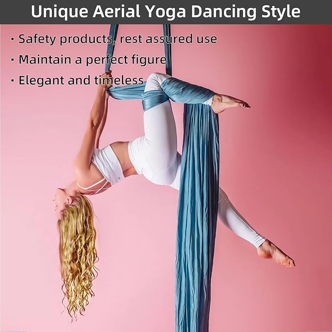 PRIOR FITNESS Aerial Silks Set, Professional Thicker Low Stretch Fabric 9/15/20 Yards Aerial Silk Swing Set with Hardware Guide, Yoga Starter Kit For Home, Aerial Yoga Hammock, Silks for Gymnastics, Antigravity Yoga, Inversion Exercise-All Levels