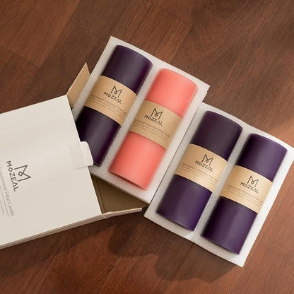 MOZEAL 3" x 8" Hand-Poured, Unscented Pillar Candles. Each Offers Approx 150 Hours of Clean, Long-Lasting Burn Time. Dripless Candles Set of 4, Ideal for Advent Wreath