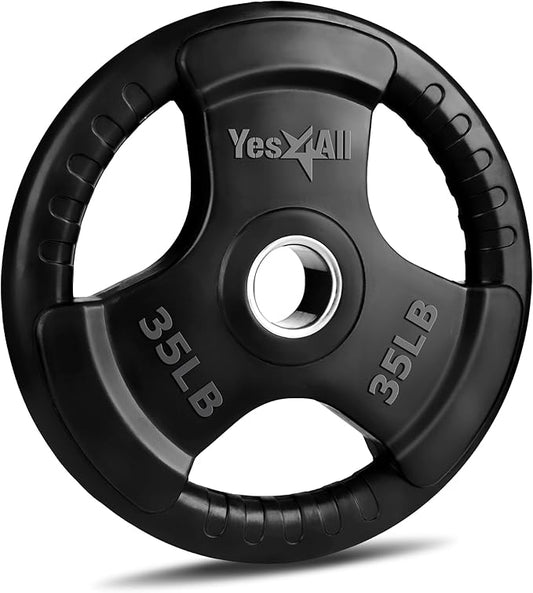 Yes4All Rubber Grip Plates for Barbell, 2-Inch Weight Plates for Weightlifting and Strength Training in Home Gym (Single, Pair and Set)