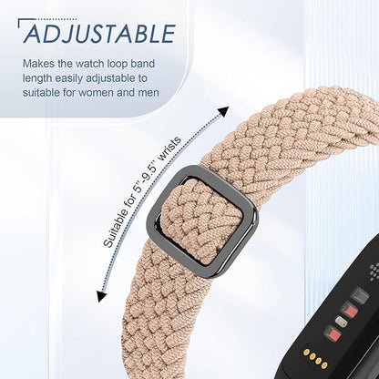 Tiptops Braided Nylon Bands Compatible with Fitbit Inspire 3/Inspire 2/Inspire/Inspire HR/Ace 2/Ace 3, Adjustable Loop Stretchy Straps Replacement Wristbands for Fitbit Inspire Women Men