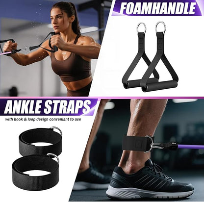 WHATAFIT Resistance Bands, Exercise Bands，Resistance Bands for Working Out, Work Out Bands with Handles for Men and Women Fitness, Strength Training Home Gym Equipment