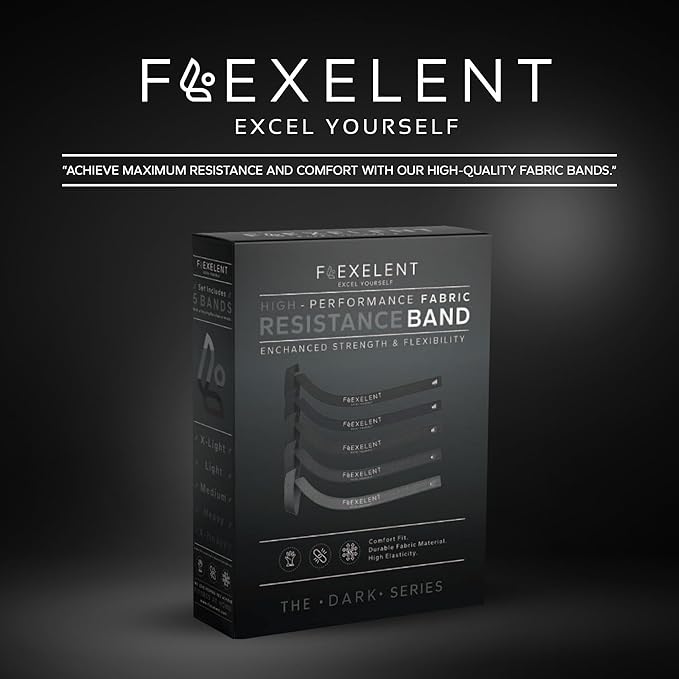 Fabric Resistance Bands for Working Out with 5 Strength Levels - Extra Light to Extra Heavy, Thick Resistance Workout Bands for Legs, Glutes, Hip, Stretching, Strength Training, and Physical Therapy