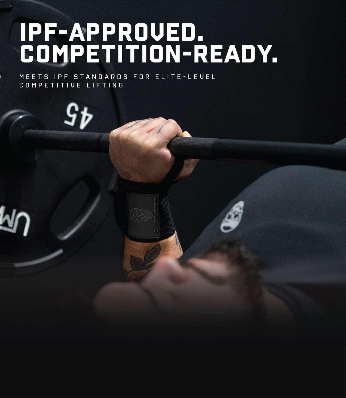 Gymreapers Weightlifting Wrist Wraps, Black/Rubber, 18"
