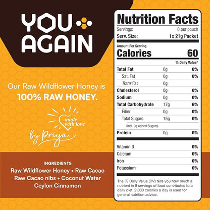 You Again Super Honey Chocolate Packets | Workout Clean Energy Gel Packs | Cycling, Endurance, Running Gel or Energy Snack | Paleo & Carnivore Snack | Gluten-Free | Made in USA | 8 Count