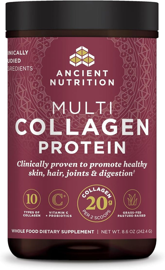 Ancient Nutrition Hydrolyzed Collagen Peptides Powder, Unflavored Multi Collagen Powder Packets for