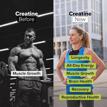 Complement Creatine Monohydrate Micronized Powder for Women and Men (5g, 60 Servings) Pre Workout, Post Workout, Muscle Recovery, Brain Health, Longevity- Vegan, Unflavored