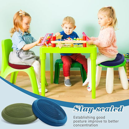 Libima 4 Pcs Wiggle Seat Inflated Wobble Cushion for Sensory Kid 13 Inches Balance Disc Flexible Seating for Classroom Sensory Pad for Chair Wiggle Cushion with Needle Pump