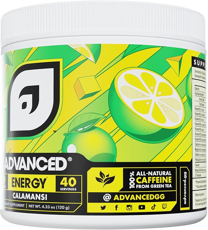 Advanced Energy - Energy Boosting Formula with Electrolytes for Hydration - L-Theanine to Combat Jitters - Sugar Free & Keto Friendly - No Maltodextrin (40 Servings) (Calamansi)