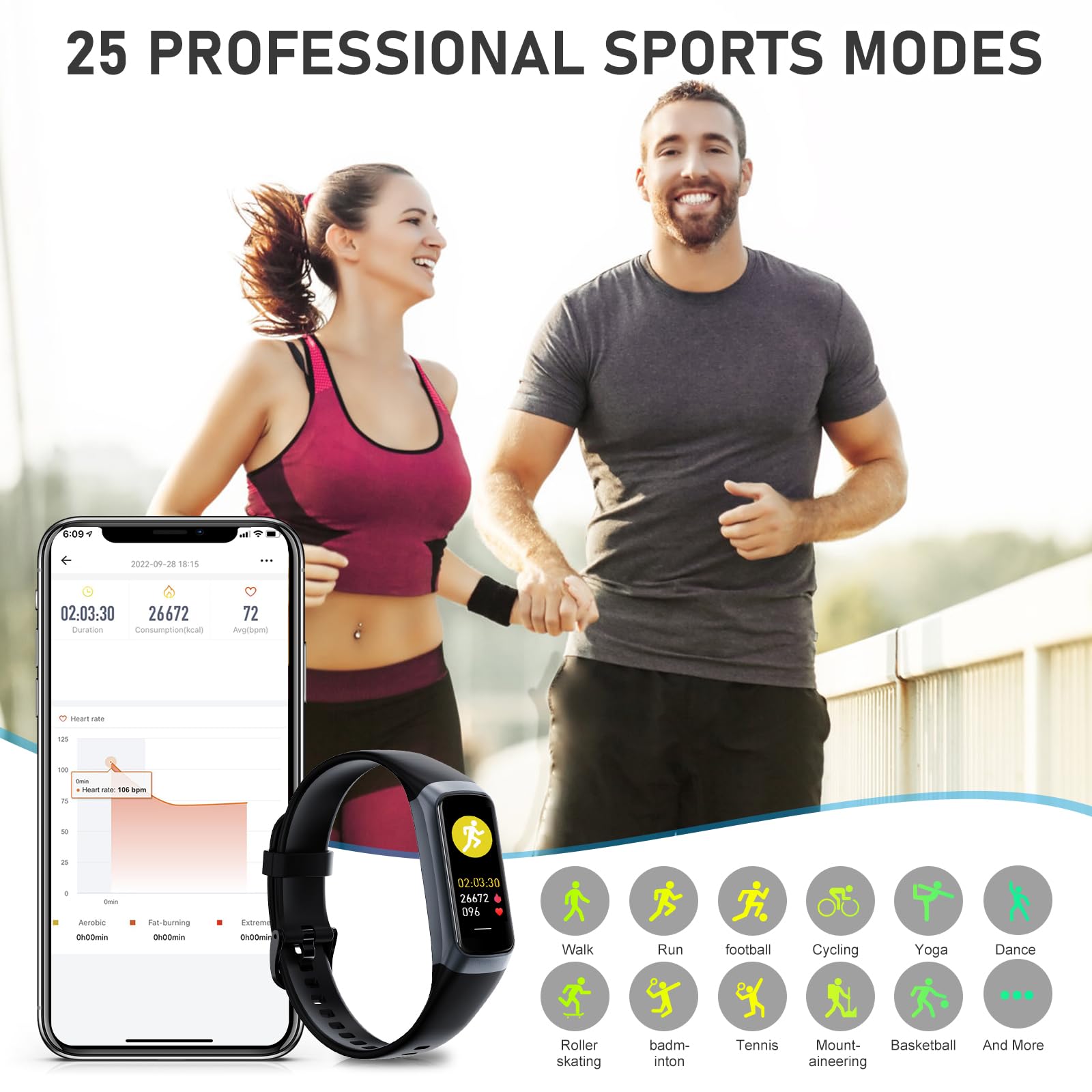 Fitness Tracker with Heart Rate/Blood Pressure/Pedometer/Calories/Sleep