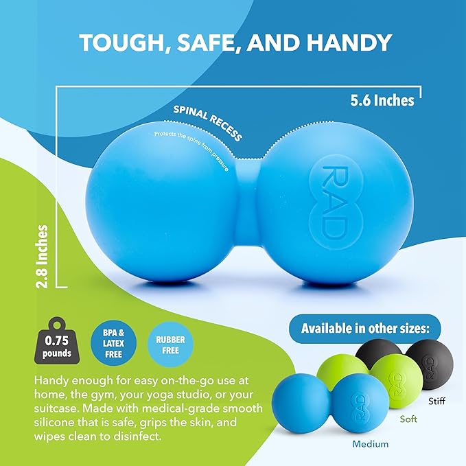 RAD XL Peanut Massage Ball ??High Density Yoga Deep Tissue Roller Ball ??Myofascial Release for Back, Neck, Feet, Psoas & Spine ??Suboccipital & Thoracic Trigger Point Therapy
