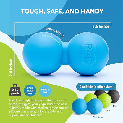RAD XL Peanut Massage Ball ??High Density Yoga Deep Tissue Roller Ball ??Myofascial Release for Back, Neck, Feet, Psoas & Spine ??Suboccipital & Thoracic Trigger Point Therapy