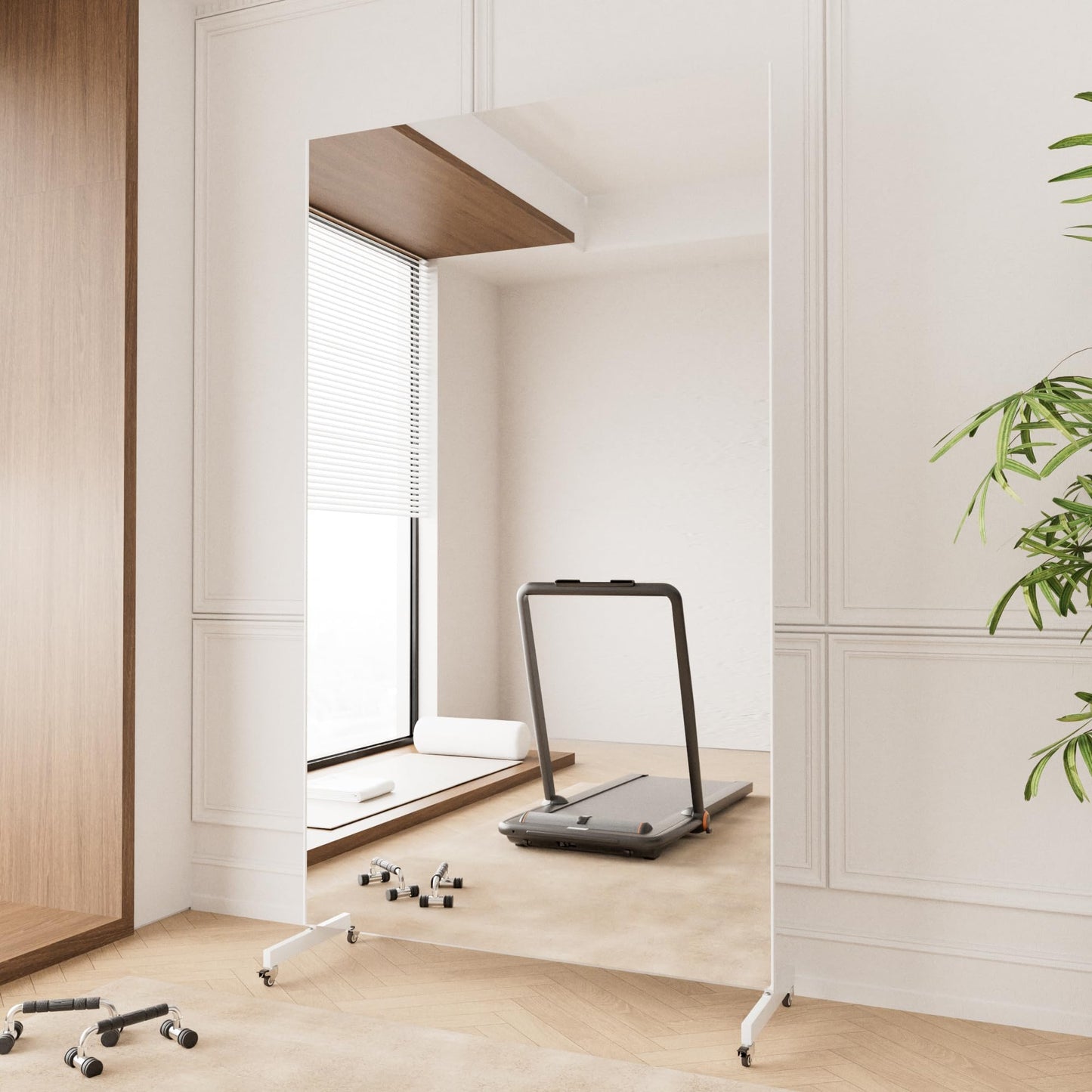 brisafe Rolling Full‑Length Gym Mirror with Wheels, 67" x 40"Oversized Shatterproof Nano Material
