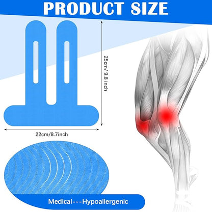 50 Pcs Precut Kinesiology Tape for Knees Pain Relief Elastic Waterproof Athletic Knee Tape for Support Stability Sports(Blue)