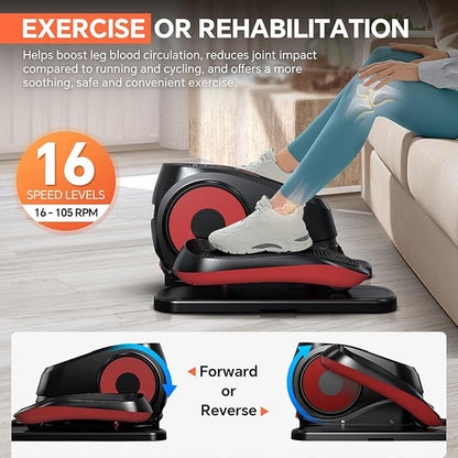 2025 New Under Desk Elliptical Machine, Electric Ellipse Leg Exerciser Pro As Seen On TV with 16 Adjustable Speed, Quiet and Fully Assembled with Remote Control & Non-Slip Foot Straps