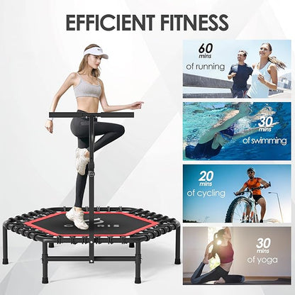 CLORIS 45'' Rebounder Trampoline for Adults - Max Load 450lbs, Mini Trampoline with Adjustable Foam Handle Indoor/Outdoor Fitness Body Exercise