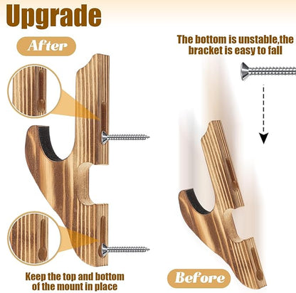 Chunful 2 Pcs Sword Wall Mount Sword Holder Katana Stand 1 Tier Hanger Adjustable Wooden Mounts for Samurai(5.91 x 2.76 x 1.38 Inches,Burnt Color)