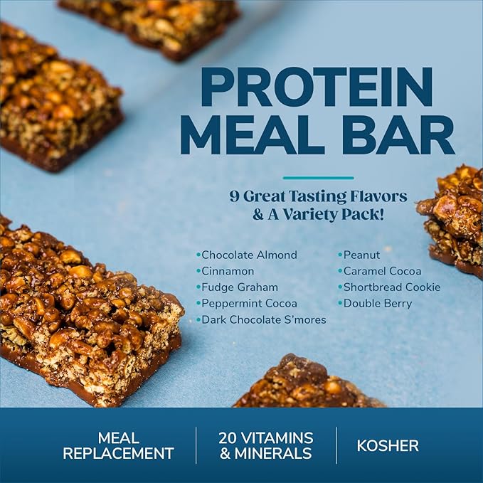 WonderSlim Meal Replacement Protein Bar, Chocolate Almond, 15g Protein, 20 Vitamins & Minerals (7ct)