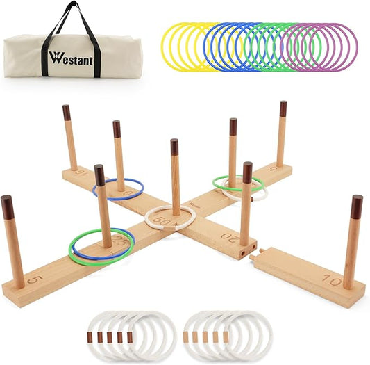 Ring Toss Game Outdoor - 33" Extra Large Outdoor Games for Adults and Family, Beechwood Giant