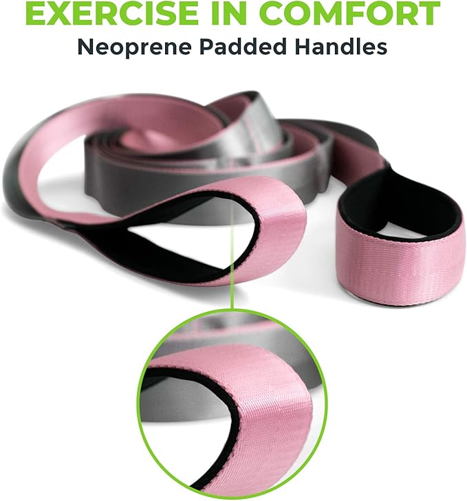 Gradient Fitness Stretching Strap for Physical Therapy, 12 Multi-Loop Stretch Strap 1.5" W x 8' L, Neoprene Handles, Physical Therapy Equipment, Yoga Straps for Stretching, Leg Stretcher.