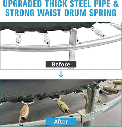 55" Trampoline for Kids, Telawah Indoor/Outdoor Mini Baby with Safety Enclosure Net, Adjustable Toddler with Basketball Hoop, Gifts for Boys & Girls