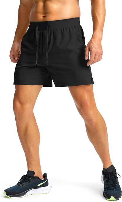 Men's Running Shorts with Zipper Pockets 9 Inch/ 7 Inch / 5 Inch Lightweight Quick Dry Gym Workout Athletic Shorts for Men(5 Inch)