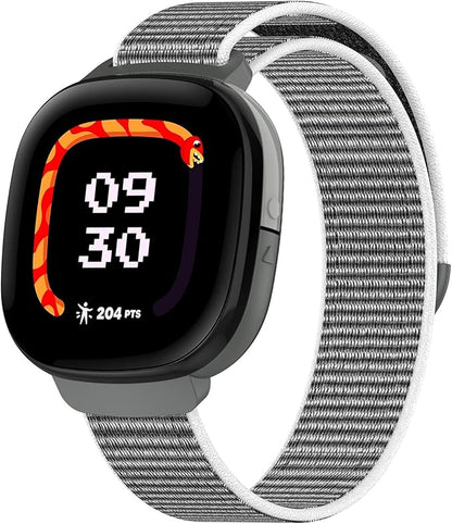 Compatible with Fitbit Ace LTE, Quick Release Nylon Hook Loop Sport Strap Accessory Fit for Fitbit Ace LTE Band, Black White