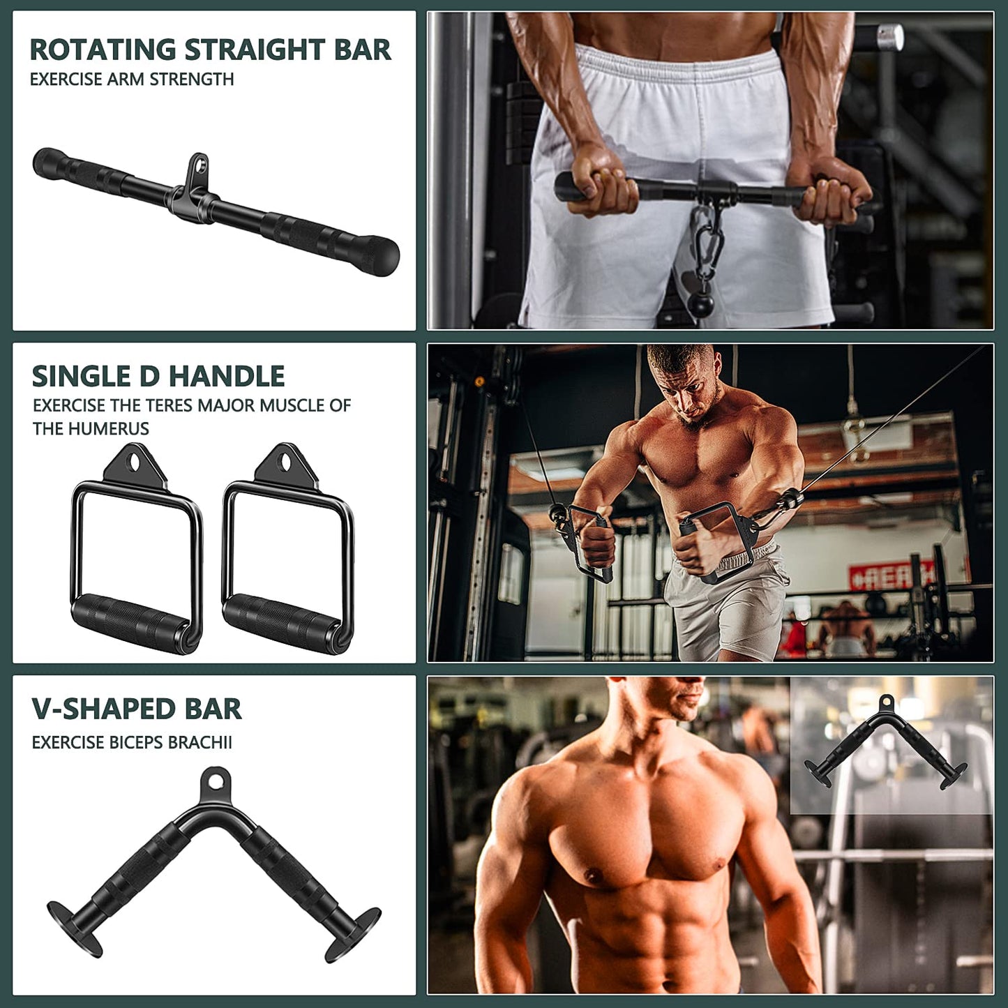 WNOEY Cable Machine Attachment, Cable Attachments for Gym, Gym Cable Attachments, Cable Machine