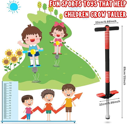 Leitee 2 Pack Pogo Stick for Kids Age 6 and Up, Suitable for 40-80 lbs, Soft Foam Jump Stick, Pogo Stick for Beginners Kids Exercise Body Balance Keep Healthy (Red and Rose Pink)