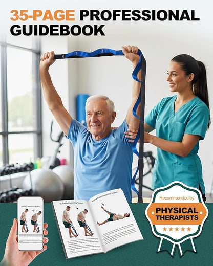 Trideer Stretch Straps with Loops, Non-Elastic Yoga Straps for Stretching, Durable Nylon Stretch Bands for Exercise Physical Therapy Flexibility, Yoga,Hamstring Leg Stretcher with Guidance