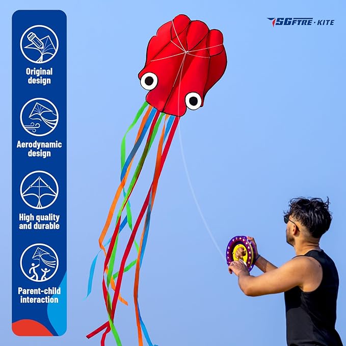 3 Piece Set Butterfly Delta Octopus Kites for Kids and Adults，Easy to Fly for Outdoor Adults Children Line Kite for Kids Toy (Gradient Grassland Rainbow+Octopus Red+Blue Dreamy Butterfly, 3)