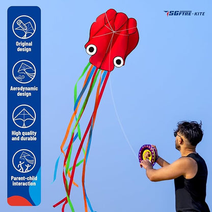 3 Piece Set Butterfly Delta Octopus Kites for Kids and Adults，Easy to Fly for Outdoor Adults Children Line Kite for Kids Toy (Gradient Grassland Rainbow+Octopus Red+Blue Dreamy Butterfly, 3)