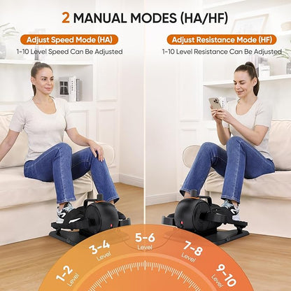 Dripex Under Desk Elliptical Machine, 3-in-1 Electric Ellipse Leg Exerciser As Seen On TV, 10 Adjustable Speed & Resistance, Seated Pedal Exerciser for Seniors with Remote, Fully Assembled