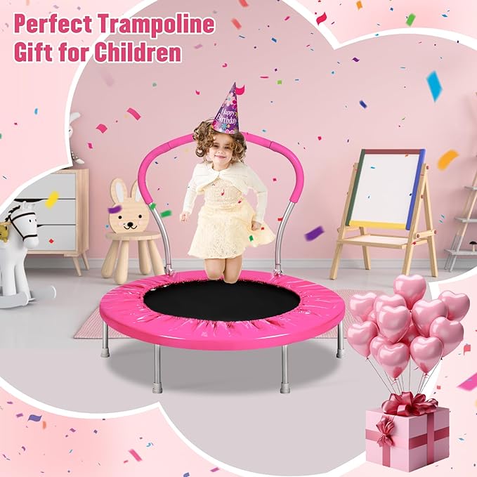 36-Inch Kids Trampoline with Handle - Indoor Mini Tranpoline for Toddlers, Small Fitness Rebounder for Indoor and Outdoor Use