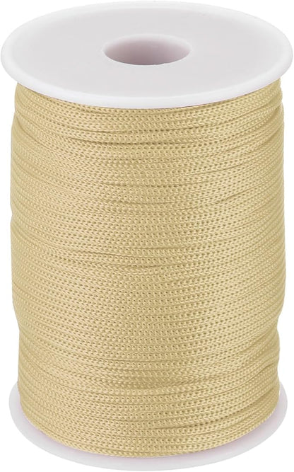 MECCANIXITY 1/12 Inch Polypropylene Rope Braided Ropes, 328ft Nylon Rope Hollow Utility Cord for Clothesline, Camping, Hiking, Outdoor, Beige