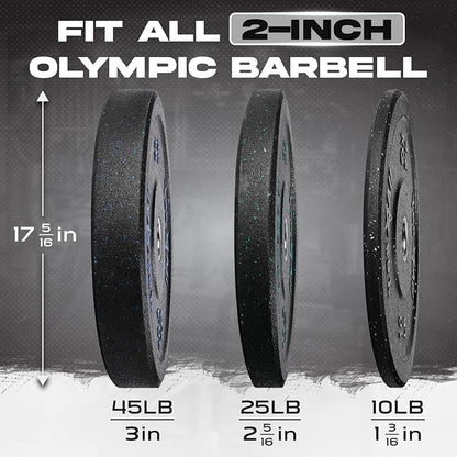 Yes4All 2" Bumper Plate, 10-190 LB Olympic Rubber Weight Plate with Steel Hub for WeightLifting, Strength Training, Home Gym, Less Impact, Absorb Bounce & Shock, Multiple Options
