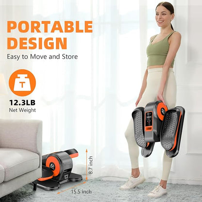 ANCHEER Under Desk Elliptical Machine, Ellipse Leg Exerciser for Seniors with 12 Adjustable Speeds, Quiet & Portable Electric Seated Pedal Exerciser with Remote Control