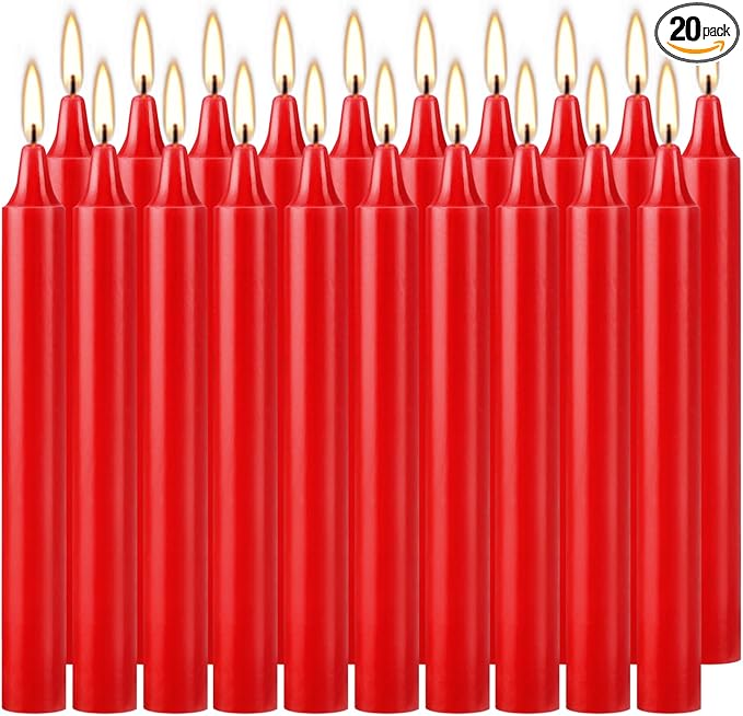 Set of 20 Red Candles ?“Spell Chime Candles for Christmas,Household, Wedding, Rituals, Prayer, Birthdays, Meditation, Altar,Party and Home Décor Candlesticks - 4 Inch Tall, Unscented (Red)
