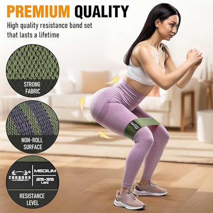 Fabric Resistance Bands for Working Out - Exercise Bands for Women and Men, Booty Bands for Legs and Glute, Yoga, Pilates, Rehab, Fitness and Home Workout
